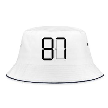 NUMMER 87 Siebenundachtzig Geschenk Digital - Bucket Hat - Weiß/Navy - Vorne