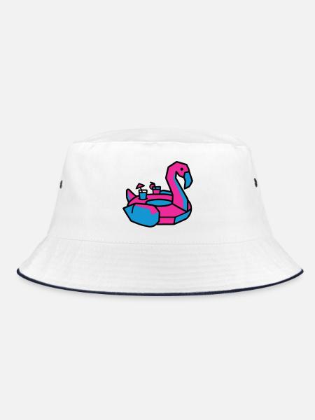 Flamingo Schwimmtier Pool Party - Bucket Hat - Weiß/Navy - Vorne