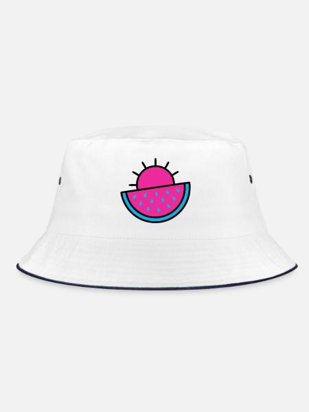 Watermelon Sun 90s Pop Art - Bucket Hat - white/navy - Front