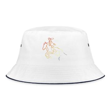 Reiter Mädchen Skizze - Bucket Hat - Weiß/Navy - Vorne