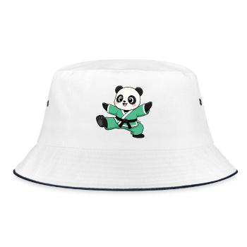 Panda Karate Tritt Kampfsport Kampfkunst - Bucket Hat - Weiß/Navy - Vorne