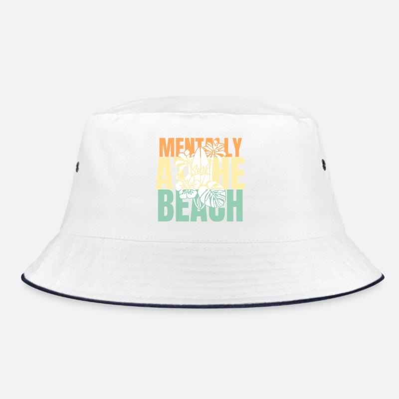 Mentally At the Beach Surfer surfing surf - Bucket Hat - Weiß/Navy