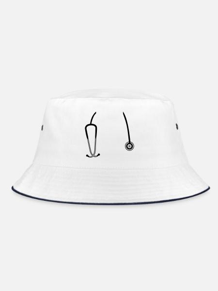 stethoscope - Bucket Hat - white/navy - Front