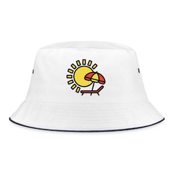 Beach lounger Sun Parasol Summer holiday - Bucket Hat - white/navy - Front