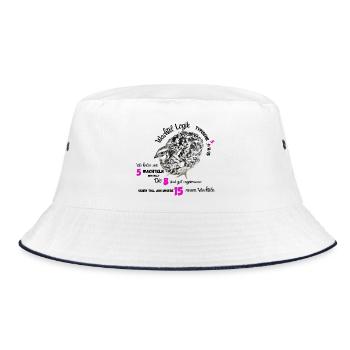 Wachtel mit Neonzahlen und lustigen Spruch - Bucket Hat - Weiß/Navy - Vorne