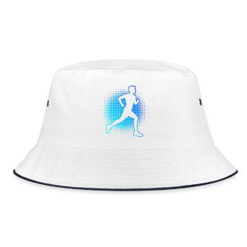 Geschenkidee für einen Running mit Running - Bucket Hat - Weiß/Navy - Vorne