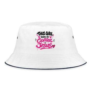 Kaffee Jesus Graffiti - Bucket Hat - Weiß/Navy - Vorne