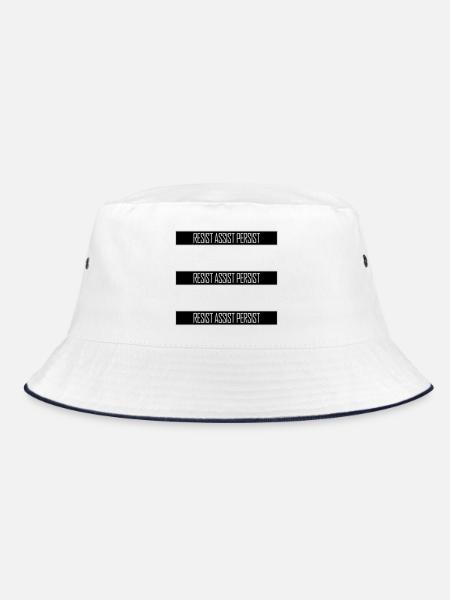 Resist Assist Persist Aktivismus Motivation Logo - Bucket Hat - Weiß/Navy - Vorne