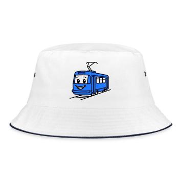 tram cartoon - Bucket Hat - white/navy - Front