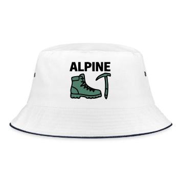 Wanderschuh Eispickel Alpine Bergsteigen Klettern - Bucket Hat - Weiß/Navy - Vorne