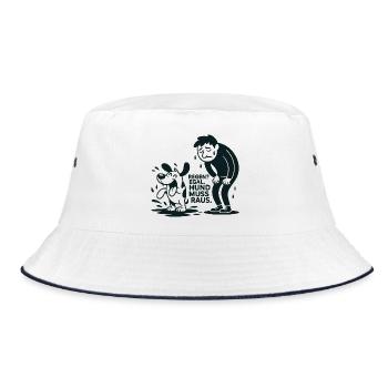 Regenhund Muss Raus - Bucket Hat - Weiß/Navy - Vorne