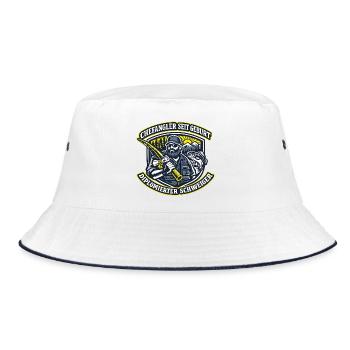 Angler Profi Badge im Berglicht - Bucket Hat - Weiß/Navy - Vorne