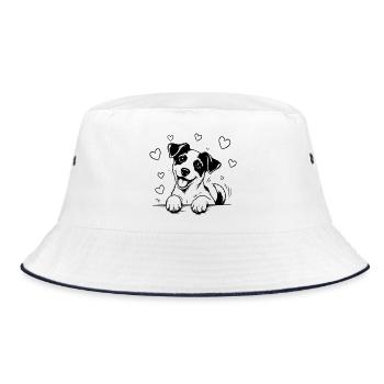 Jack Russell Terrier Paws Heart Black - Bucket Hat - white/navy - Front