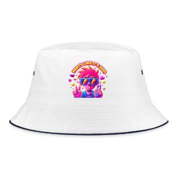 Neon Party Punk Pixel 2001 - Bucket Hat - Weiß/Navy - Vorne