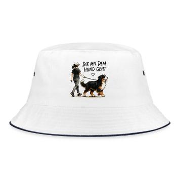 Berner Sennenhund Spruch Hundehalterin Humor - Bucket Hat - Weiß/Navy - Vorne