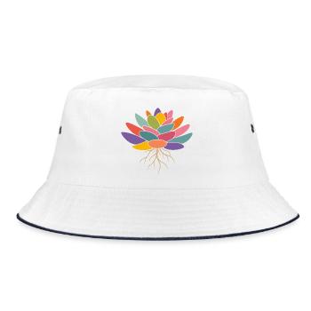 Colorful Succulent with Roots Motif - Bucket Hat - white/navy - Front
