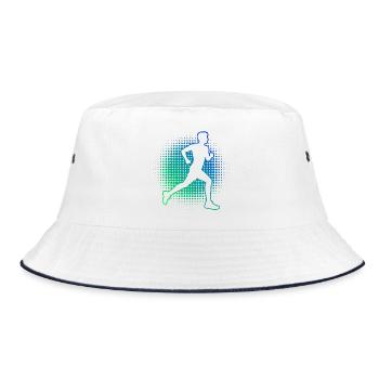 Geschenkidee für einen Running mit Running - Bucket Hat - Weiß/Navy - Vorne