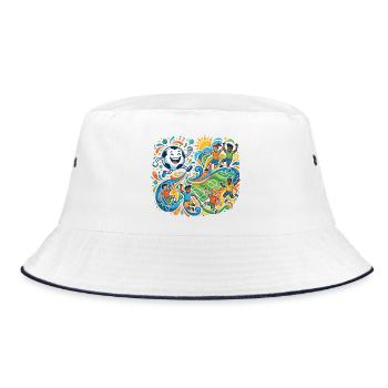 Fröhliches Fußball Spektakel aus aller Welt Teams - Bucket Hat - Weiß/Navy - Vorne