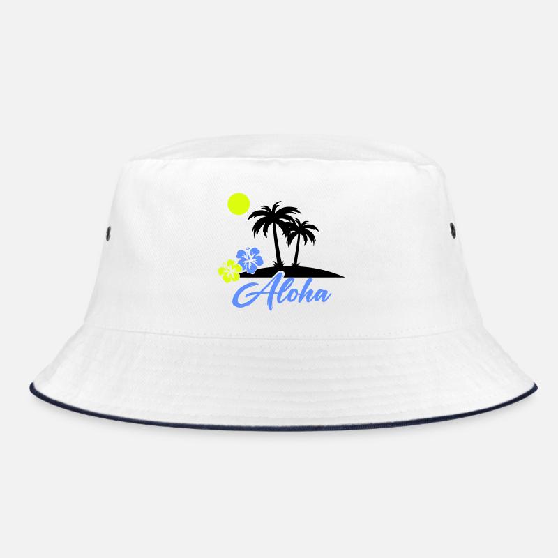 Aloha Hibiscus Neon Script Bucket Hat