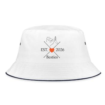 Besties 2026 Hundemama Hundepapa - Bucket Hat - Weiß/Navy - Vorne