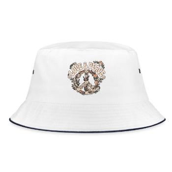Liebe Und Frieden - Bucket Hat - Weiß/Navy - Vorne