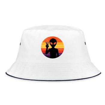 Signe de paix extraterrestre rétro sur la bande du coucher du soleil - Bob - blanc/marine - Devant