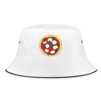 Pizza Margherita Basil - Bucket Hat - white/navy - Front