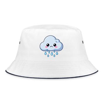 Sad Weeping Cloud Rain Cloud Kawaii Gift - Bucket Hat - white/navy - Front