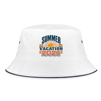 Sommerurlaub 2026 Retro Design - Bucket Hat - Weiß/Navy - Vorne