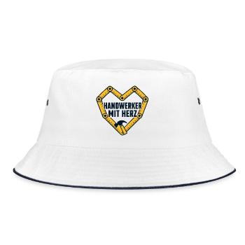 Handwerker mit Herz – Zollstockherz - Bucket Hat - Weiß/Navy - Vorne