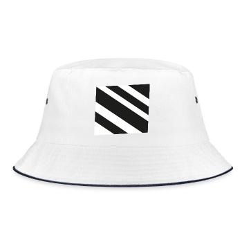 Diagonal Black White Stripe Pattern - Bucket Hat - white/navy - Front