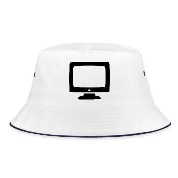 Retro Computer Bildschirm weiß Vintage 80er 90er  - Bucket Hat - Weiß/Navy - Vorne