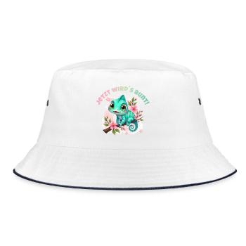 Now it's getting colorful - Cute watercolor chameleon - Bucket Hat - white/navy - Front