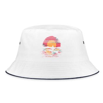 Rowing Drawing Synthwave - Bucket Hat - white/navy - Front