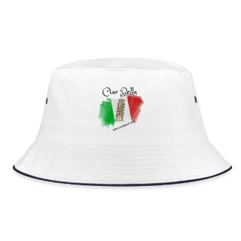 Leaning Tower on Italian Flag Brush - Bucket Hat - white/navy - Front