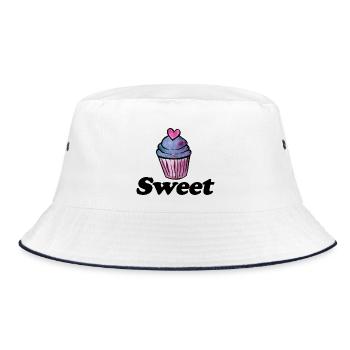 Pastel Watercolor Cupcake Heart - Bucket Hat - white/navy - Front