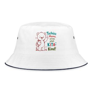 Kita Abschied Bär Motiv - Bucket Hat - Weiß/Navy - Vorne