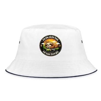 Ich lade Energie Faultier - Bucket Hat - Weiß/Navy - Vorne