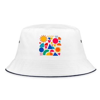 Geometric colour explosion: sunny shapes - Bucket Hat - white/navy - Front