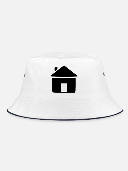 Haus minimal Bauherr Richtfest Geschenk - Bucket Hat - Weiß/Navy