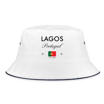Lagos Portugal Coordinates Travel Souvenir - Bucket Hat - white/navy - Front