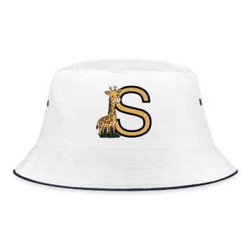 Giraffe and large S motif - Bucket Hat - white/navy - Front