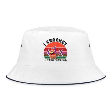 I crochet to burn off the crazy - Bucket Hat - Weiß/Navy - Vorne