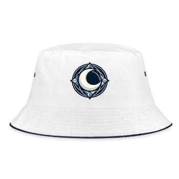 Moon Circle Geometric Mosaic - Bucket Hat - white/navy - Front