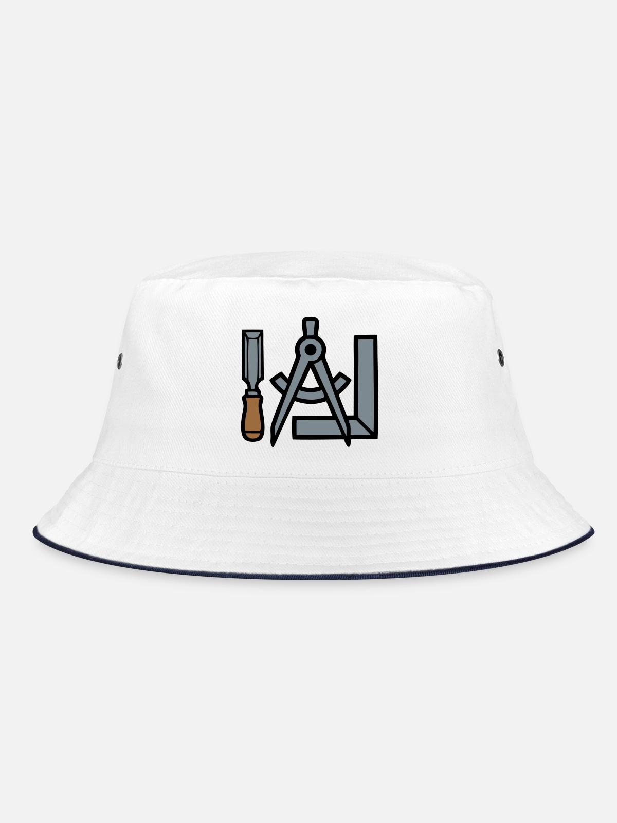Carpenter Tools Graphic - Bucket Hat - white/navy - Front