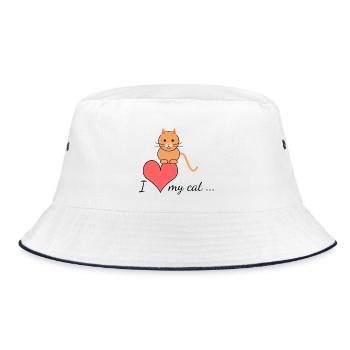I love my cat... - Bucket Hat - white/navy - Front