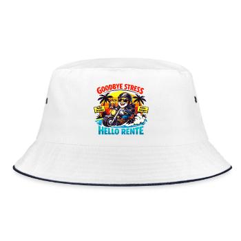 Schluss mit Stress: Hallo Rente - Bucket Hat - Weiß/Navy - Vorne