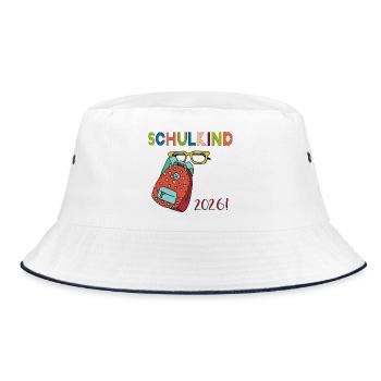 Schulkind 2026 - Bucket Hat - Weiß/Navy - Vorne