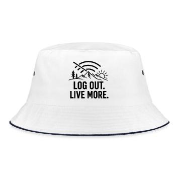 Log Out, Live More Outdoors - Bucket Hat - white/navy - Front