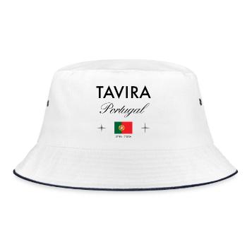 Tavira Portugal Coordinates Travel Souvenir - Bucket Hat - white/navy - Front